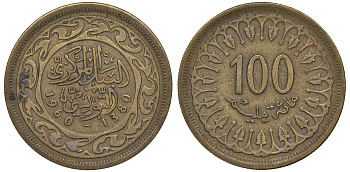 Тунис 100 миллимов 1960 АН1380, республика KM 309 латунь 4610-1036