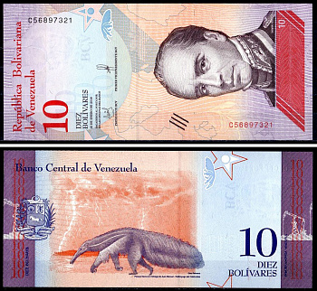 Венесуэла 10 боливаров 2018 15 января 2018, Генерал Рафаэль Урданета, Муравьед Pick 103 бумага UNC (пресс) 402-70-1-1