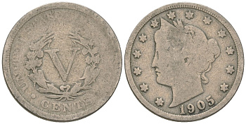 США 5 центов 1905 голова свободы KM 112 медно-никель 3336-131