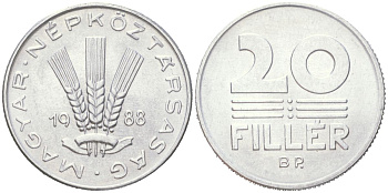 Венгрия 20 филлеров 1988 BP KM 573 алюминий UNC 4614-165