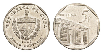 Куба 5 сентаво 1999 Casa Colonial KM 575.2, Schoen 713, JMA MC19 сталь плакированная никелем 4644-717