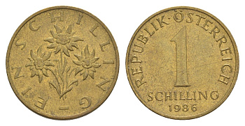 Австрия 1 шиллинг 1986 KM 2886 алюминиевая бронза 4633-936