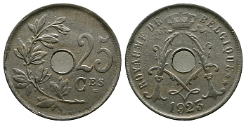 Бельгия 25 сантимов 1925 Belgique, Альберт I (1909-1934) KM 68.1 медно-никель 259-851