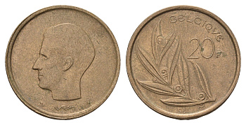 Бельгия 20 франков 1981 Belgique, Бодуэн I (1951-1993) KM 159 никель латунь 3459-911