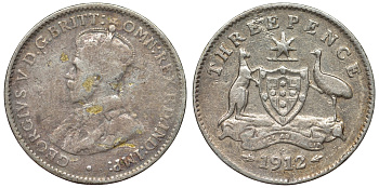 Австралия 3 пенса 1912 Георг V (1910-1936) KM 24 серебро 71-114
