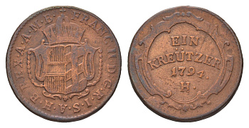 Передняя Австрия 1 крейцер 1794 H KM 19 медь 4626-124