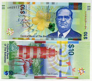 Багамские острова 10 долларов 2016 сэр Стафорд Санс Pick 78 бумага UNC (пресс) 451-398-1