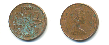 Канада 1 цент 1979 Елизавета II (1952-2022), кленовый лист KM 59.2 бронза 177-1354