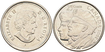 Канада 25 центов 2005 год ветеранов KM 535 никелированная сталь 4586-1036