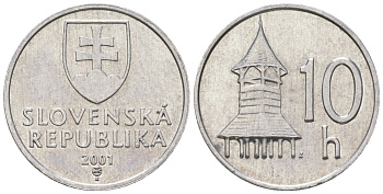 Словакия 10 геллеров 2001 MK KM 17 алюминий aUNC 4164-467