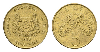 Сингапур 5 центов 1993 KM 99 алюминиевая бронза 4549-642