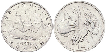 Сан-Марино 1 лира 1976 республика KM 51 алюминий UNC 4614-369