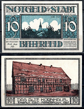 Биттерфельд (Пруссия, Саксония) 10 пфеннигов 1921 номер 5 Mehl Grabowski 111.1-15/40 бумага UNC (пресс) 7556-60-2-2