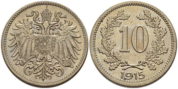 АВСТРИЯ 10 ГЕЛЛЕРОВ 1915 АВСТРО-ВЕНГЕРСКАЯ ИМПЕРИЯ KM 2822 никель UNC 201-346
