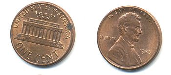 США 1 ЦЕНТ 1988 ЛИНКОЛЬН KM 201b цинк плакированный медью 86-241