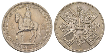 Великобритания 1 крона (5 шиллингов) 1953 коронация королевы Елизаветы, Елизавета II (1952-2022) Елизаветы, в красочной упаковке KM 894, Spink 4136 медно-никель UNC 3897-935