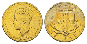 Ямайка 1 пенни 1942 KM 32 никель латунь 4628-453