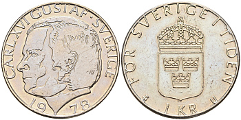 Швеция 1 крона 1978 Карл XVI Густав (1973- ) КМ 852 медь плакированная медно-никелем 4177-153