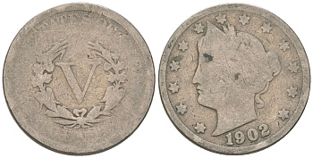 США 5 центов 1902 голова свободы KM 112 медно-никель 4135-126