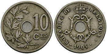 Бельгия 10 сантимов 1904 Belgique KM 52 медно-никель 4172-744