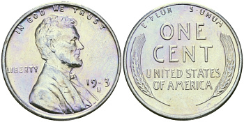 США 1 цент 1943 S (Сан-Франциско), Авраам Линкольн KM 132 a сталь плакированная цинком 96-1221