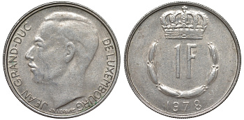Люксембург 1 франк 1978 KM 55 медно-никель 4143-123