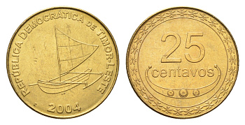 Восточный Тимор 25 сентаво 2004 KM 4 никель латунь UNC 4669-731