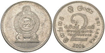 Шри-Ланка 2 рупии 2006 KM 147a сталь плакированная никелем 4620-424
