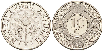 Нидерландские Антилы 10 центов 1993 Беатрикс (1980-2013) KM 34 никель 4169-358