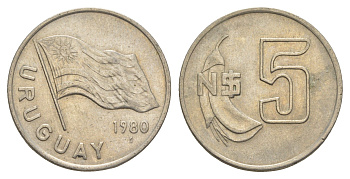 Уругвай 5 песо 1980 KM 75 медь цинк никель 4637-153