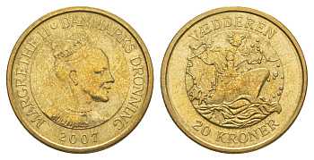 Дания 20 крон 2007 Корабли - Ледокол KM 921 алюминиевая бронза UNC 4657-1257