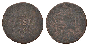 Нидерланды, Западная Фрисландия 1 дуит 1702 Голландская республика KM 100 медь 4623-1129