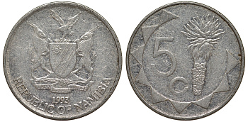 Намибия 5 центов 1993 KM 1 никелированная сталь 4164-522