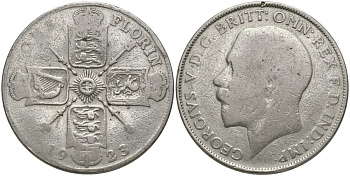 Великобритания 2 шиллинга = 1 флорин 1923 Георг V (1910-1936) KM 817a, Spink 4022A серебро 00-00