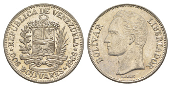 Венесуэла 2 боливара 1986 Симон Боливар Y 43 никель 4599-525