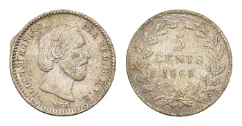 Нидерланды 5 центов 1863 Виллем III (1849-1890) KM 91 серебро 4659-224