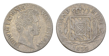 Бавария 6 крейцеров 1835 Людвиг I (1825-1848) KM 748 серебро 4625-968