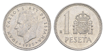 Испания 1 песета 1985 M, Хуан Карлос I (1975-2014) KM 821 алюминий 4623-737