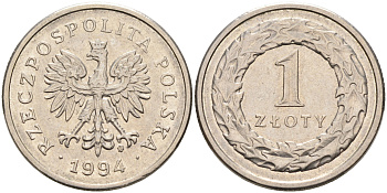 Польша 1 злотый 1994 MW KM 282 медно-никель 4592-443