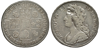 Великобритания 1/2 кроны 1731 Георг II (1727-1760) KM 574.1, Spink 3692 серебро 00-821-62