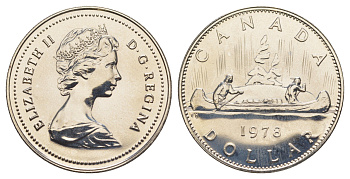 Канада 1 доллар 1978 Елизавета II (1952-2022), каноэ KM 120 никель PROOF-LIKE (BU) 4185-624