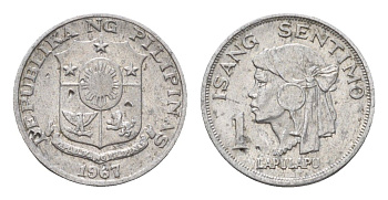 Филиппины 1 сентимо 1967 KM 196 алюминий 4567-768