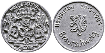 НИДЕРЛАНДЫ МЕДАЛЬ 1985 ГОРОД ТИЛЬ, БРАУНШВЕЙГ белый металл 4368-614