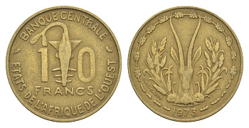 Западная Африка (BCEAO) 10 франков 1973 редкий год KM 1a медь алюминий никель 4514-937