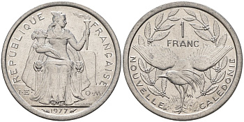 Французская Новая Каледония 1 франк 1977 KM 10 алюминий 4153-655