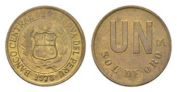 Перу 1 соль 1978 KM 266.2 латунь UNC 4705-1021