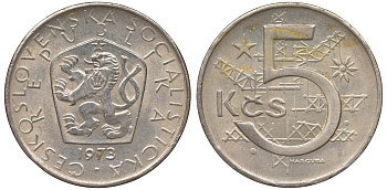 Чехословакия 5 крон 1973 KM 60 медно-никель 62-843