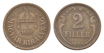 Венгрия 2 филлера 1937 BP KM 506 бронза 4664-851