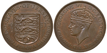 Джерси 1/12 шиллинга 1937 Георг VI (1936-1952) KM 18 бронза 650-323