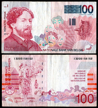 Бельгия 100 франков ND (1995-2001) Pick 147 (1) бумага 7204-59-3-2